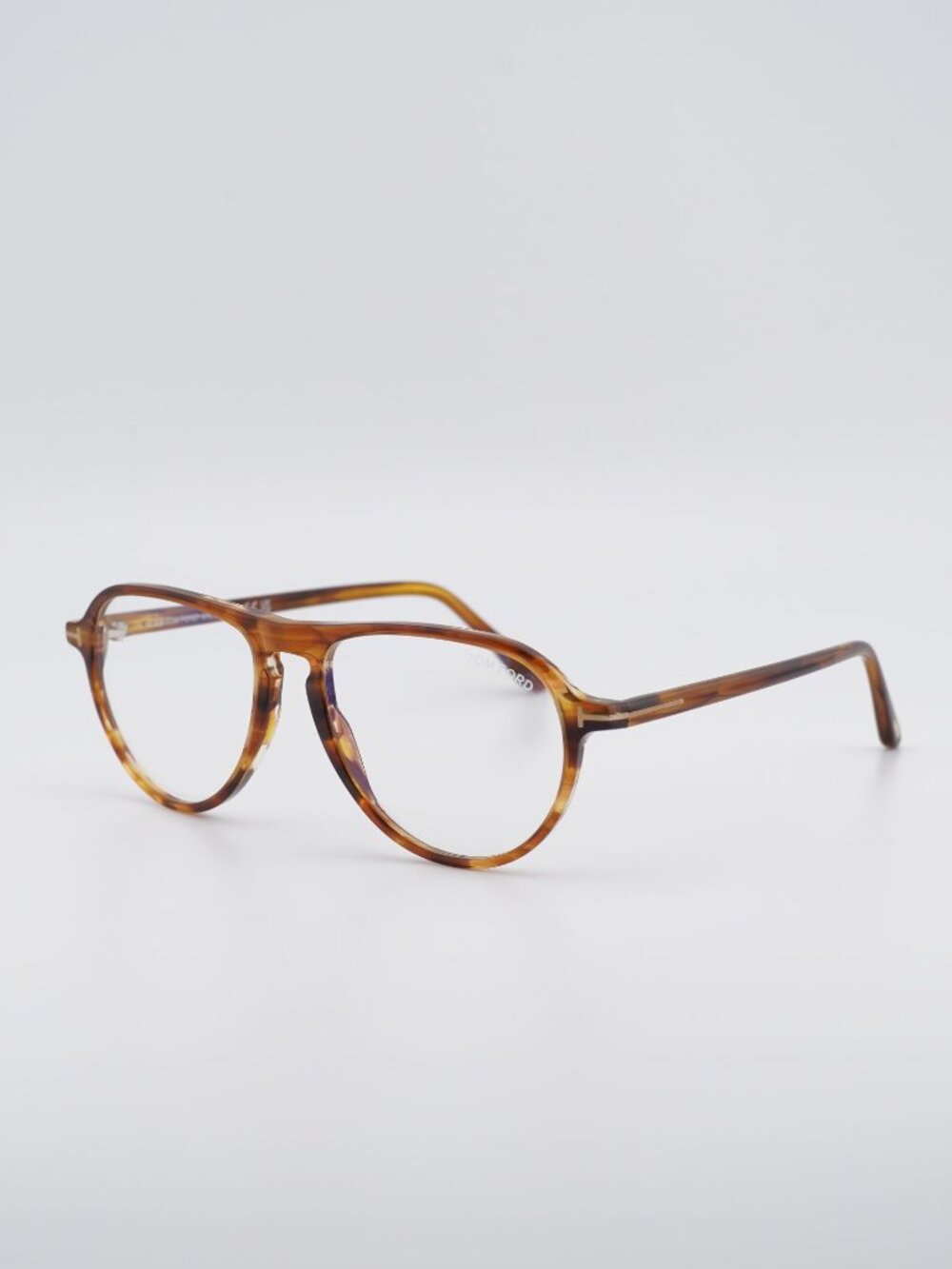 Tom Ford FT5869-B 050 Eyeglasses Striped Brown 54mm Aviator Frame